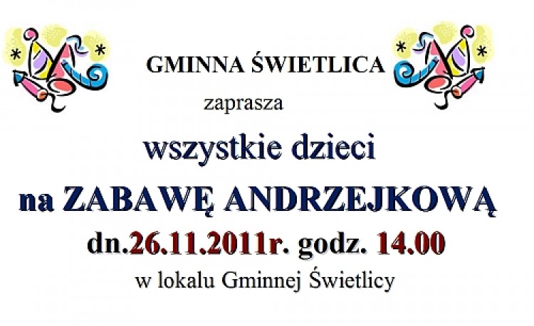Zaproszenie Świetlica zaprasza „Zabawę Andrzejkową”