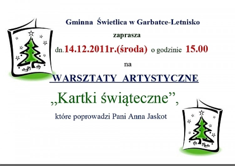 WARSZTATY ARTYSTYCZNE „Kartki świąteczne” w Gminnej Świetlicy