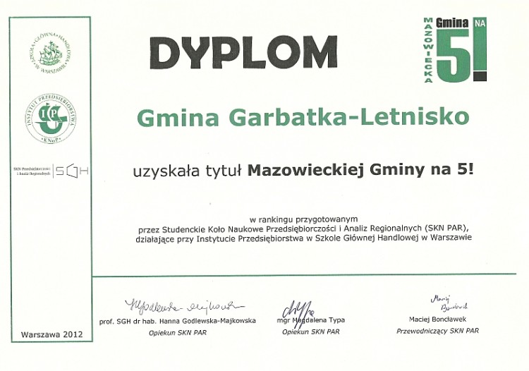 Garbatka-Letnisko  otrzymała tytuł  „Gmina na 5!”