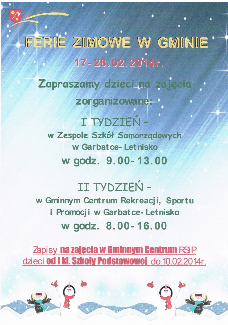 Ferie zimowe w Gminie