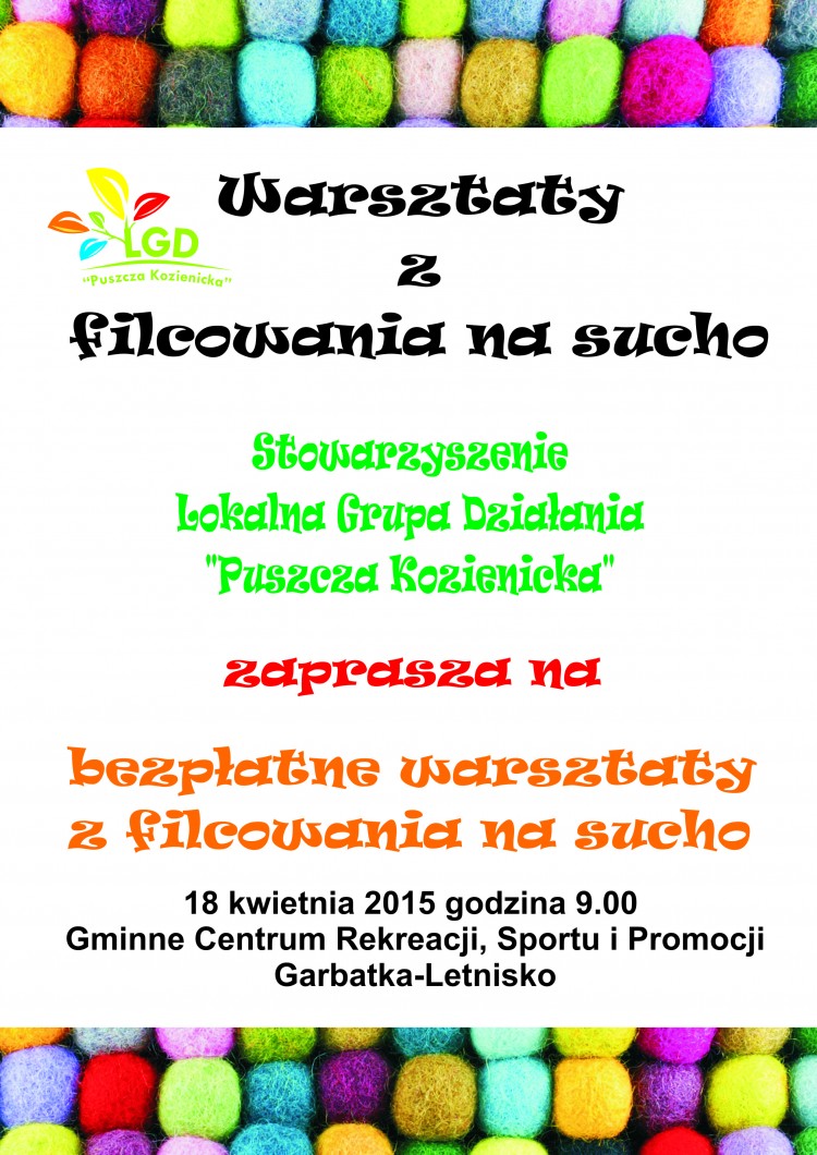 WARSZTATY Z FILCOWANIA NA SUCHO W GMINNYM CENTRUM!