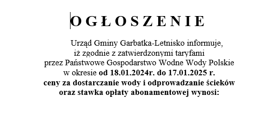 Ceny za dostarczanie wody i odprowadzanie ścieków  oraz stawka opłaty abonamentowej