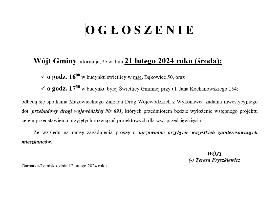 Spotkania Mazowieckiego Zarządu Dróg Wojewódzkich z Wykonawcą zadania inwestycyjnego dot. przebudowy drogi wojewódzkiej Nr 691