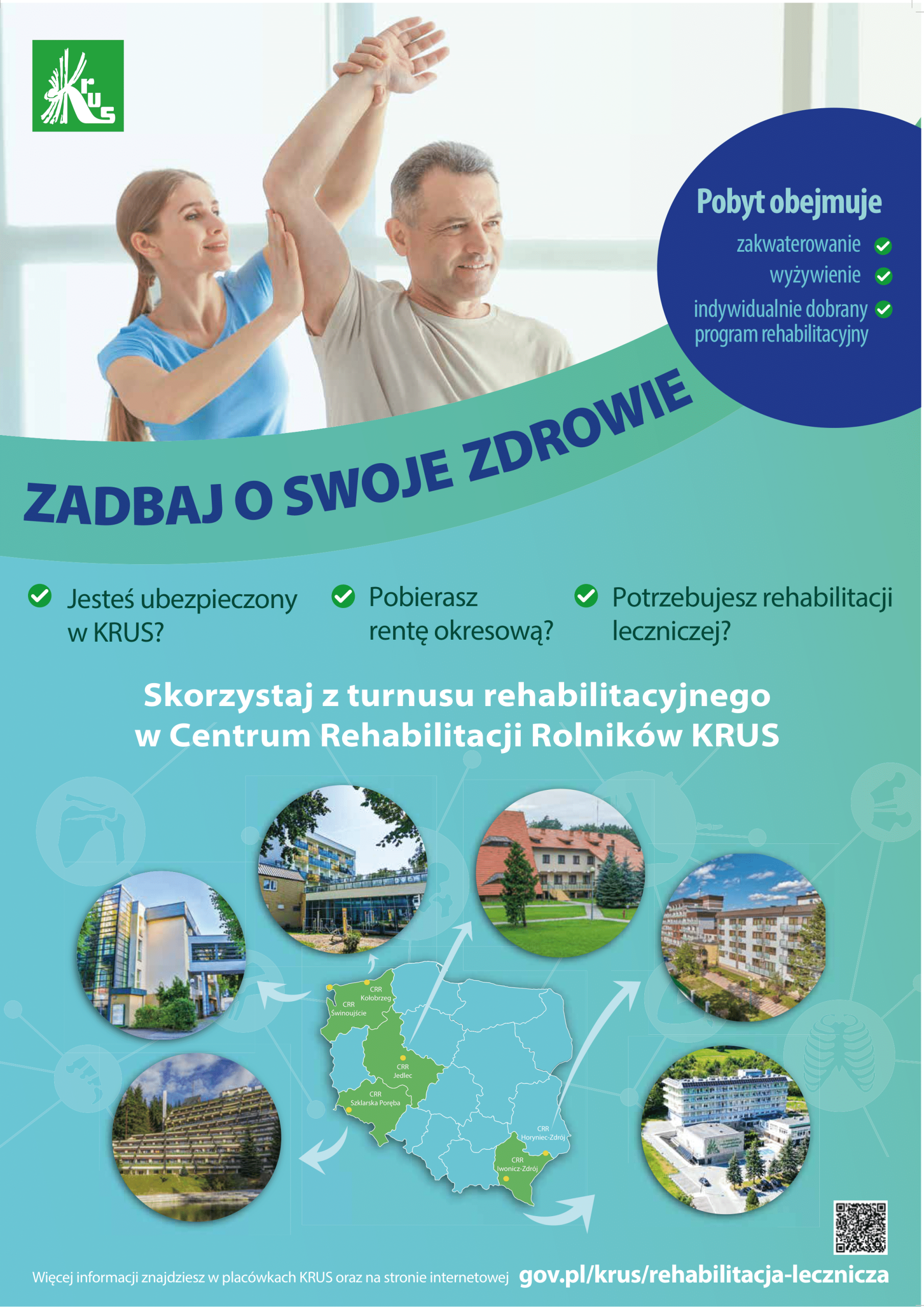Skorzystaj z turnusu rehabilitacyjnego w Centrum Rehabilitacji Rolników KRUS