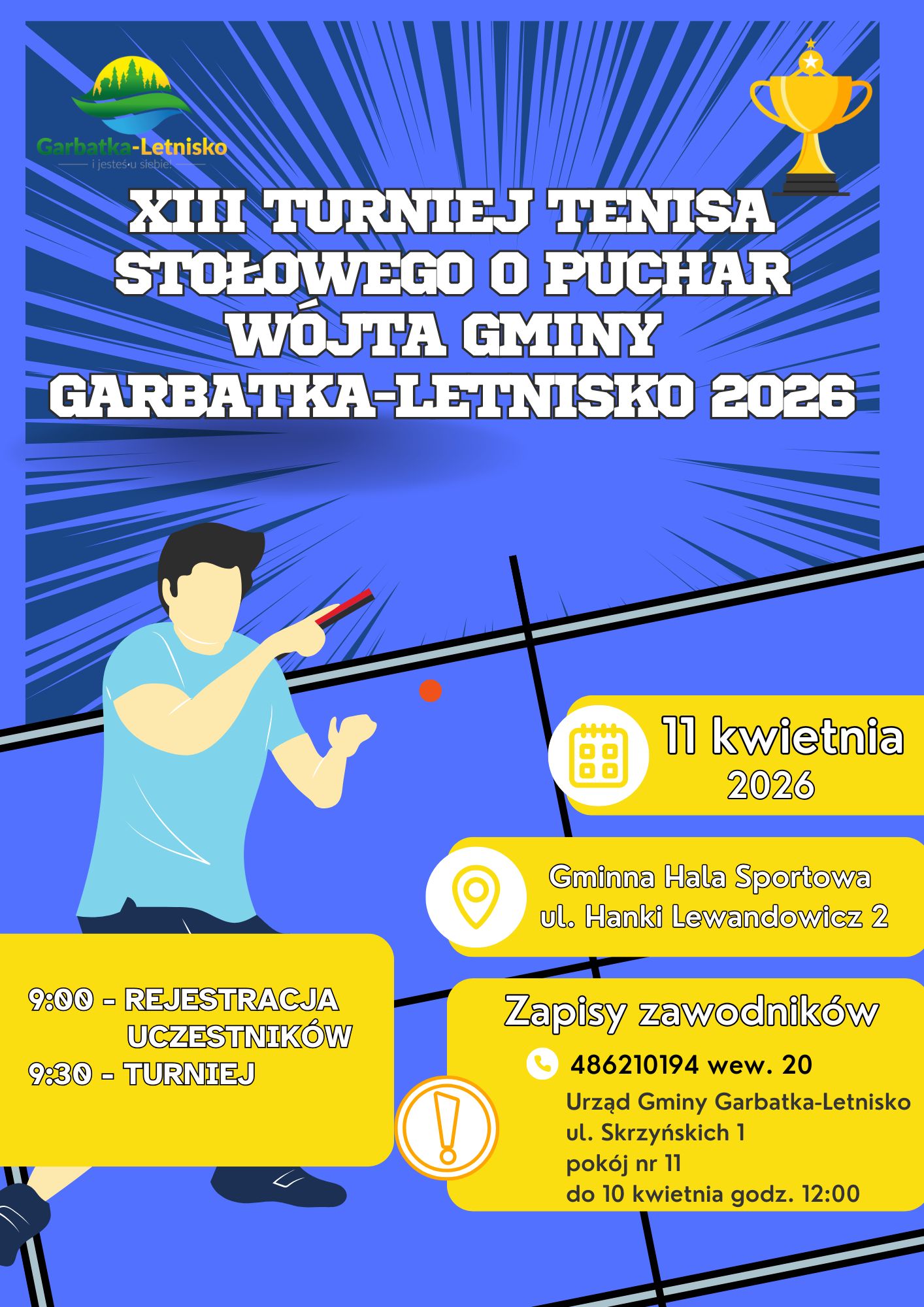 XIII Turniej Tenisa Stołowego o Puchar Wójta Gminy Garbatka-Letnisko