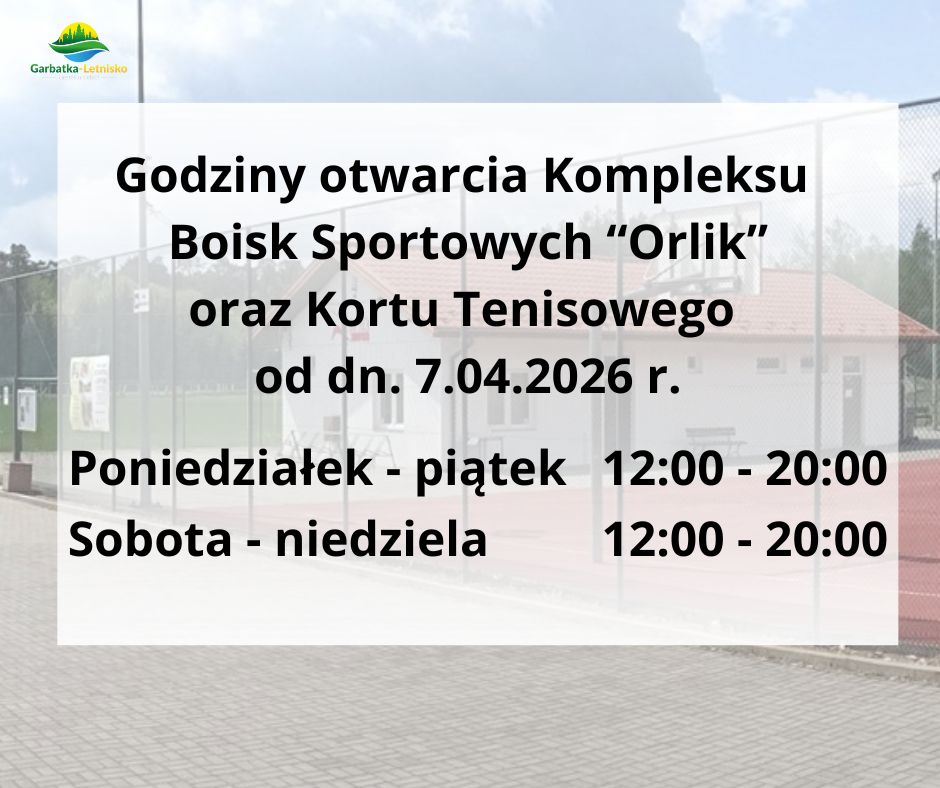 Godziny otwarcia Kompleksu Boisk Sportowych