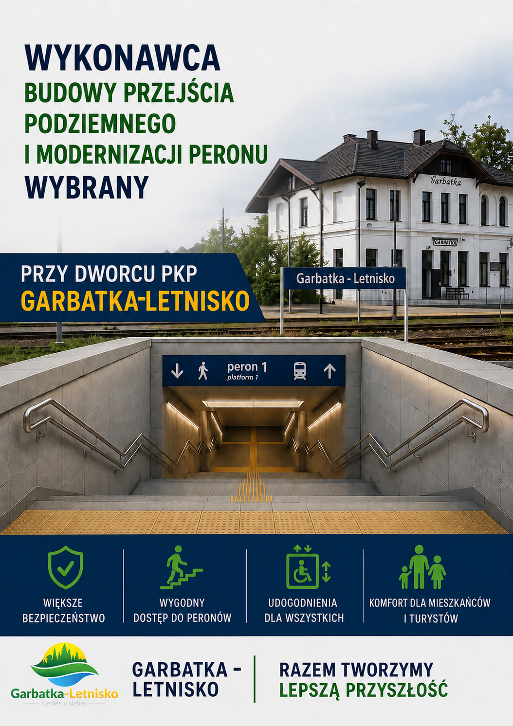 PKP wybrało wykonawcę budowy przejścia podziemnego i modernizacji peronu w Garbatce-Letnisko