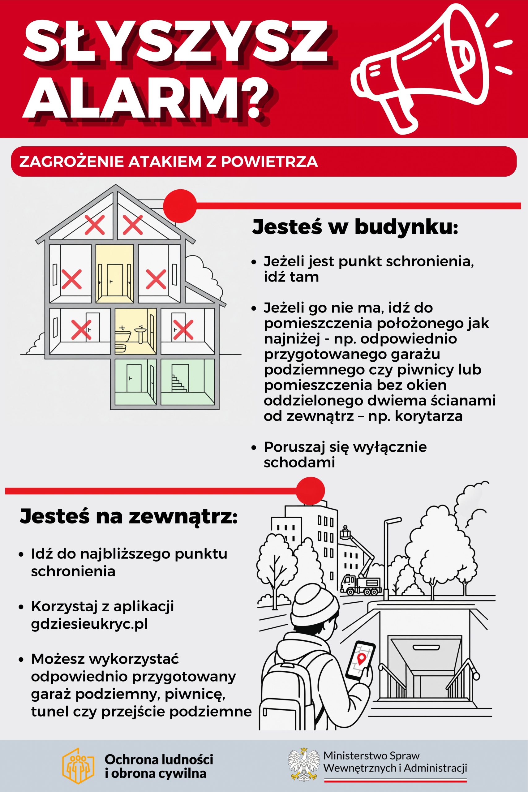 Instrukcja dot. alertów RCB o zagrożeniu atakiem z powietrza